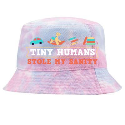 Daycare Provider Care Tiny Hu Stole My Sanity Funny Gift Tie-Dyed Bucket Hat