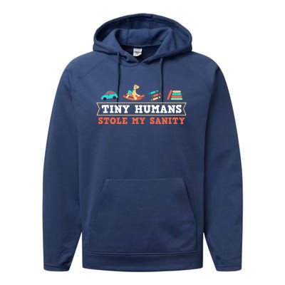 Daycare Provider Care Tiny Hu Stole My Sanity Funny Gift Performance Fleece Hoodie