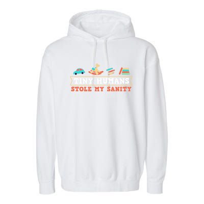 Daycare Provider Care Tiny Hu Stole My Sanity Funny Gift Garment-Dyed Fleece Hoodie