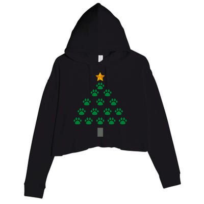 Dog Paws Christmas Tree Gift Crop Fleece Hoodie