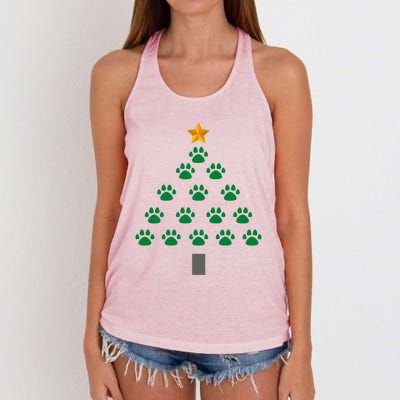 Dog Paws Christmas Tree Gift Women's Knotted Racerback Tank