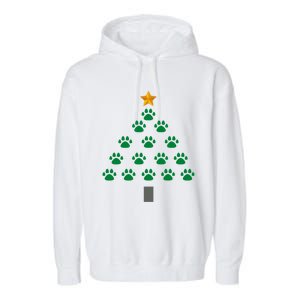 Dog Paws Christmas Tree Gift Garment-Dyed Fleece Hoodie