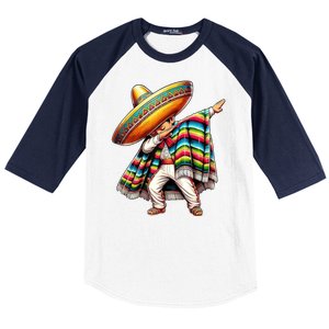 Dabbing Poncho Cinco De Mayo Mexican Holiday Baseball Sleeve Shirt