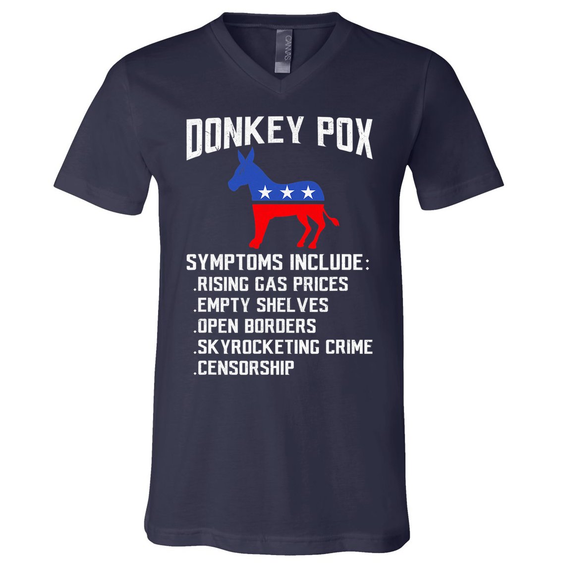 Donkey Pox Conservative Republican Anti Biden Donkeypox V-Neck T-Shirt
