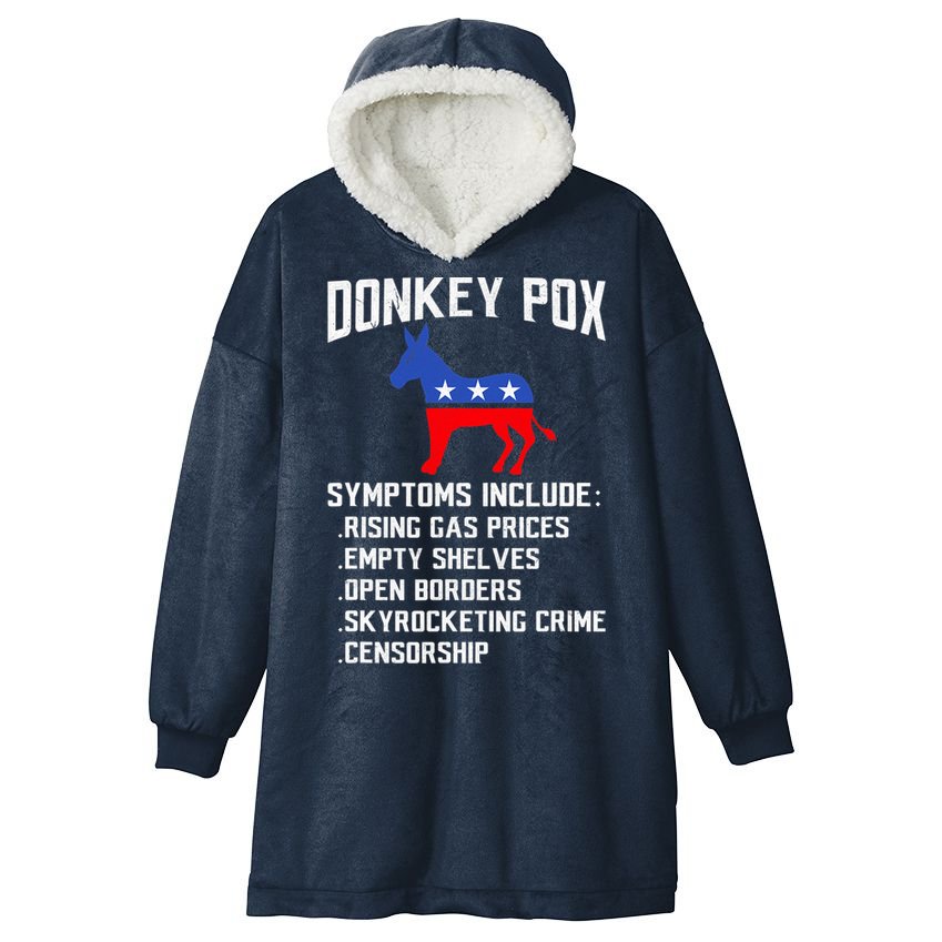 Donkey Pox Conservative Republican Anti Biden Donkeypox Hooded Wearable Blanket