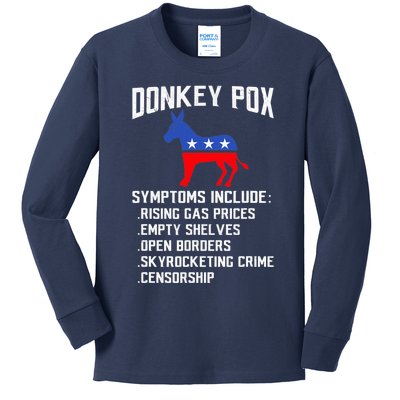 Donkey Pox Conservative Republican Anti Biden Donkeypox Kids Long Sleeve Shirt