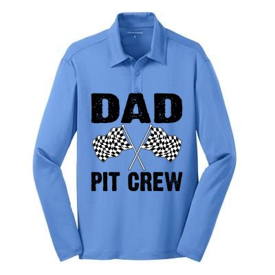 Dad Pit Crew Racing Costume Gift Funny Racer Father's Day Cool Gift Silk Touch Performance Long Sleeve Polo