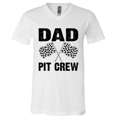 Dad Pit Crew Racing Costume Gift Funny Racer Father's Day Cool Gift V-Neck T-Shirt