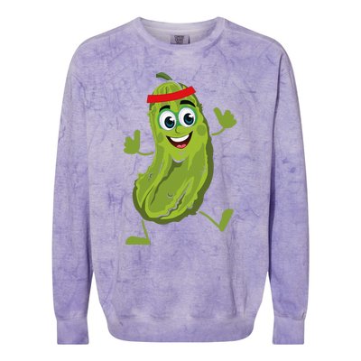 Dancing Pickle Cucumber Vegetarian Vegan Vegetable Pickles Colorblast Crewneck Sweatshirt