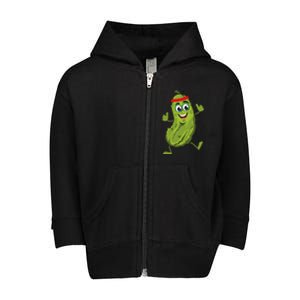 Dancing Pickle Cucumber Vegetarian Vegan Vegetable Pickles Toddler Zip Fleece Hoodie