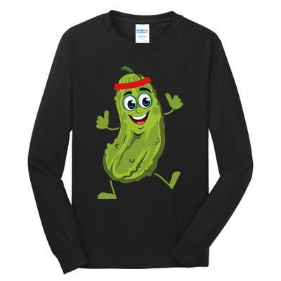 Dancing Pickle Cucumber Vegetarian Vegan Vegetable Pickles Tall Long Sleeve T-Shirt