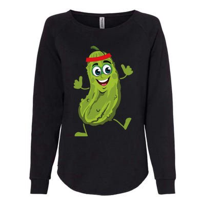 Dancing Pickle Cucumber Vegetarian Vegan Vegetable Pickles Womens California Wash Sweatshirt