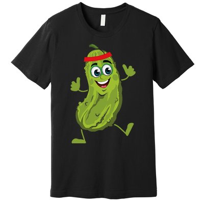 Dancing Pickle Cucumber Vegetarian Vegan Vegetable Pickles Premium T-Shirt