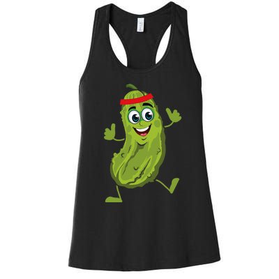 Dancing Pickle Cucumber Vegetarian Vegan Vegetable Pickles Women's Racerback Tank