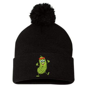 Dancing Pickle Cucumber Vegetarian Vegan Vegetable Pickles Pom Pom 12in Knit Beanie