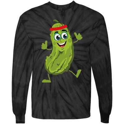 Dancing Pickle Cucumber Vegetarian Vegan Vegetable Pickles Tie-Dye Long Sleeve Shirt