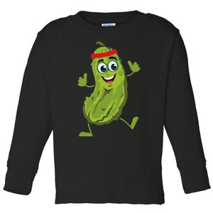 Dancing Pickle Cucumber Vegetarian Vegan Vegetable Pickles Toddler Long Sleeve Shirt