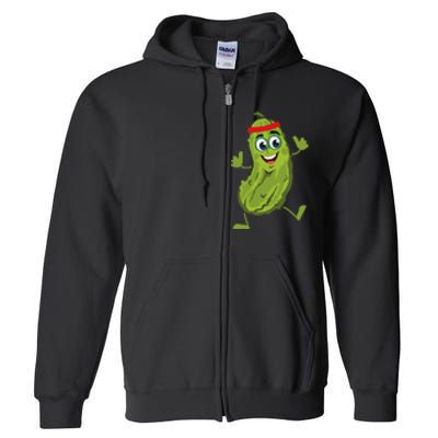 Dancing Pickle Cucumber Vegetarian Vegan Vegetable Pickles Full Zip Hoodie