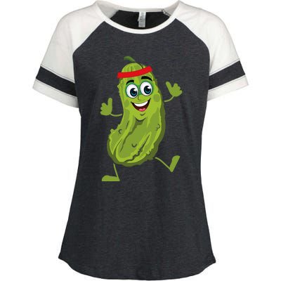 Dancing Pickle Cucumber Vegetarian Vegan Vegetable Pickles Enza Ladies Jersey Colorblock Tee