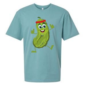 Dancing Pickle Cucumber Vegetarian Vegan Vegetable Pickles Sueded Cloud Jersey T-Shirt