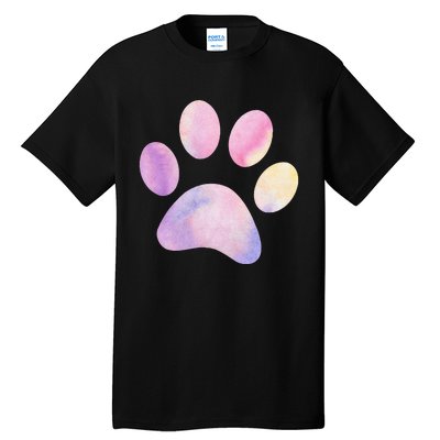 Dog Paw colorful Print Dog Love Pet Paw Tall T-Shirt