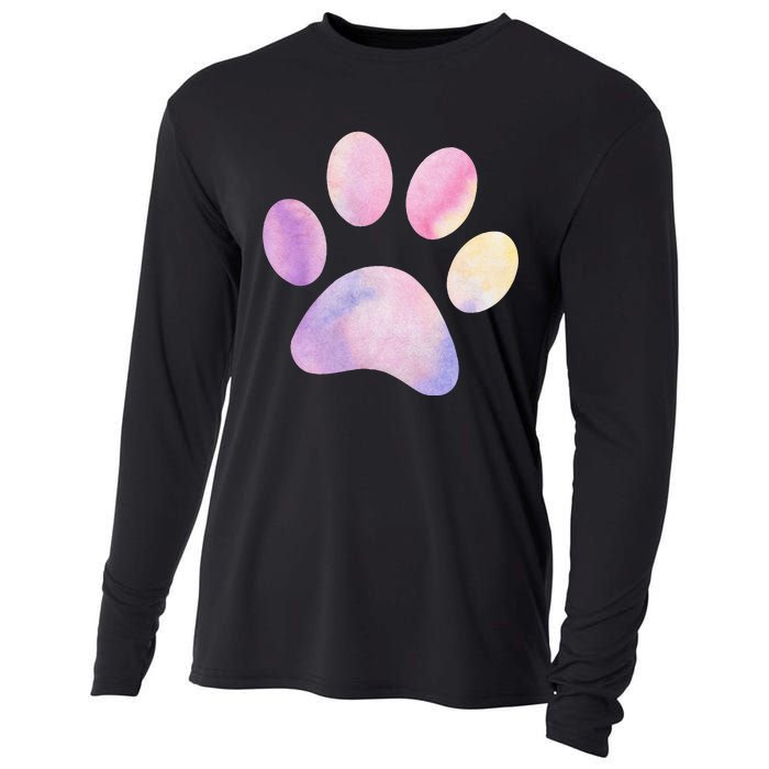 Dog Paw colorful Print Dog Love Pet Paw Cooling Performance Long Sleeve Crew