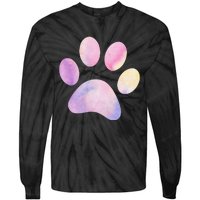 Dog Paw colorful Print Dog Love Pet Paw Tie-Dye Long Sleeve Shirt