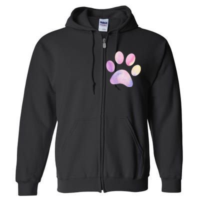 Dog Paw colorful Print Dog Love Pet Paw Full Zip Hoodie