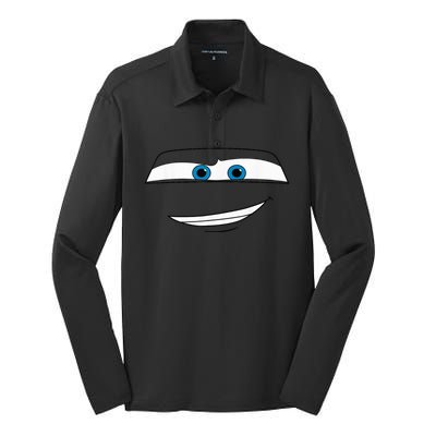 Disny Pxar Cars Lightning Mcquen Big Face Cartoon Face Cars Silk Touch Performance Long Sleeve Polo