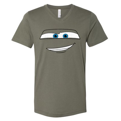 Disny Pxar Cars Lightning Mcquen Big Face Cartoon Face Cars V-Neck T-Shirt