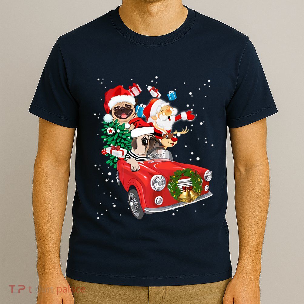 Dogs Pitbull Christmas With Santa T-Shirt