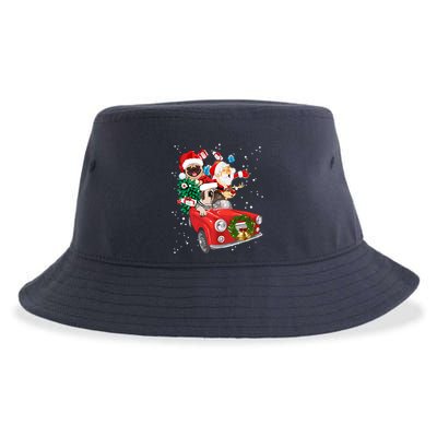 Dogs Pitbull Christmas With Santa Sustainable Bucket Hat