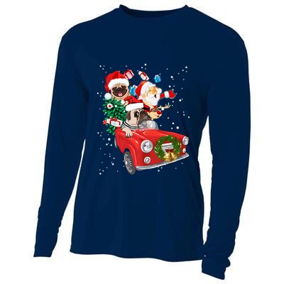 Dogs Pitbull Christmas With Santa Cooling Performance Long Sleeve Crew