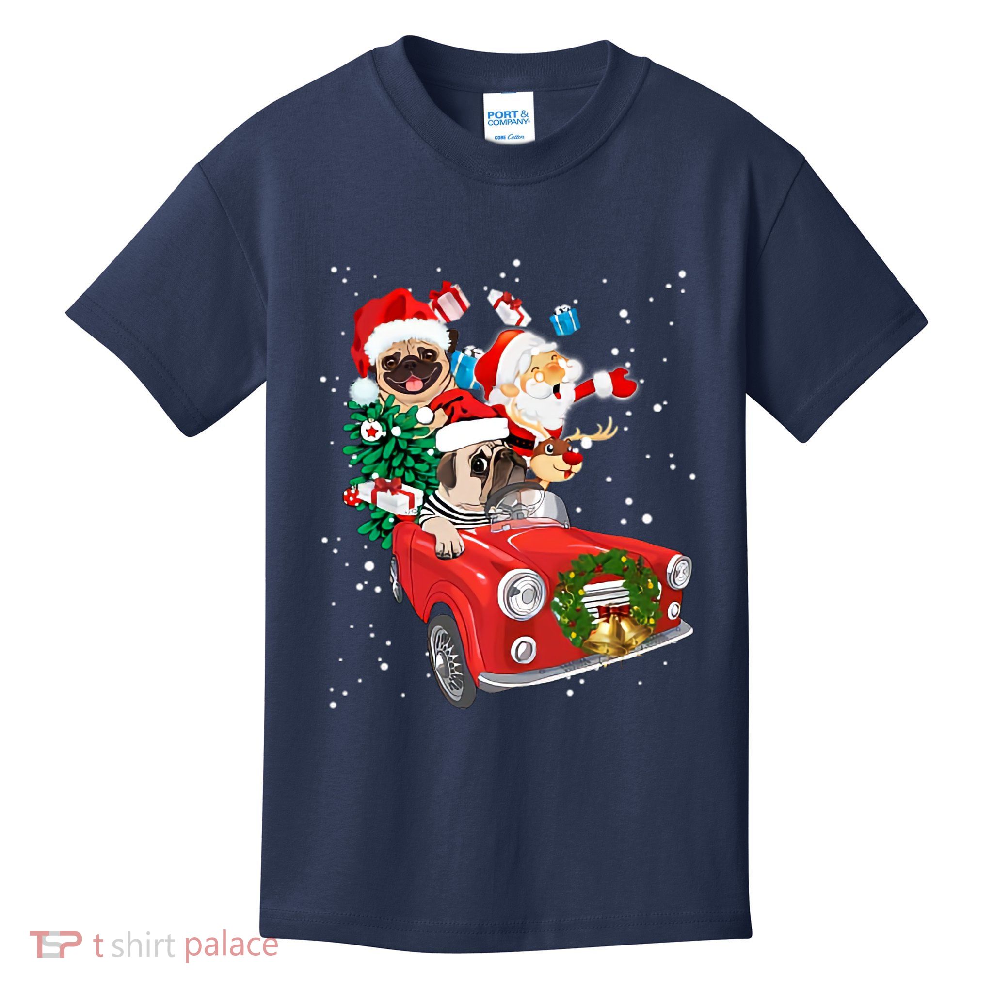 Dogs Pitbull Christmas With Santa Kids T-Shirt