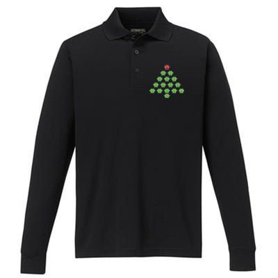 Dog Paws Christmas Tree Performance Long Sleeve Polo