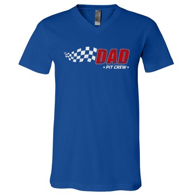 Dad Pit Crew Race Car Birthday Family Matching V-Neck T-Shirt