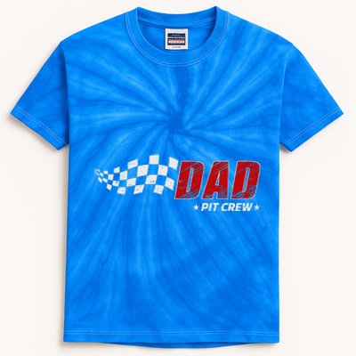 Dad Pit Crew Race Car Birthday Family Matching Kids Tie-Dye T-Shirt