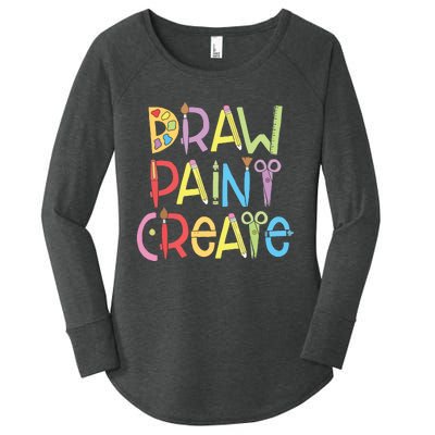 Draw Paint Create Artist Funny Art Teacher Gift Idea Women's Perfect Tri Tunic Long Sleeve Shirt