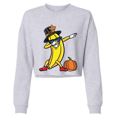 Dabbing Pilgrim Cool Banana Thanksgiving Gift Cropped Pullover Crew