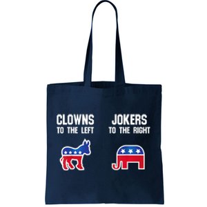 Donkey Pox Clowns To The Left Jokers To The Right Funny Elephant Tote Bag