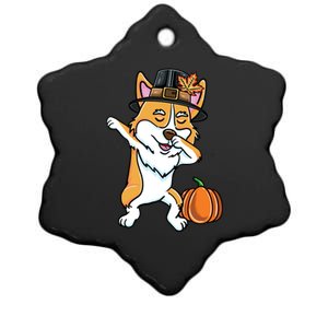 Dabbing Pilgrim Corgi Thanksgiving Corgi Gift Ceramic Star Ornament