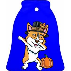 Dabbing Pilgrim Corgi Thanksgiving Corgi Gift Ceramic Bell Ornament