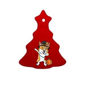 Dabbing Pilgrim Corgi Thanksgiving Corgi Gift Ceramic Tree Ornament