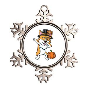 Dabbing Pilgrim Corgi Thanksgiving Corgi Gift Metallic Star Ornament