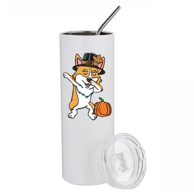 Dabbing Pilgrim Corgi Thanksgiving Corgi Gift Stainless Steel Tumbler