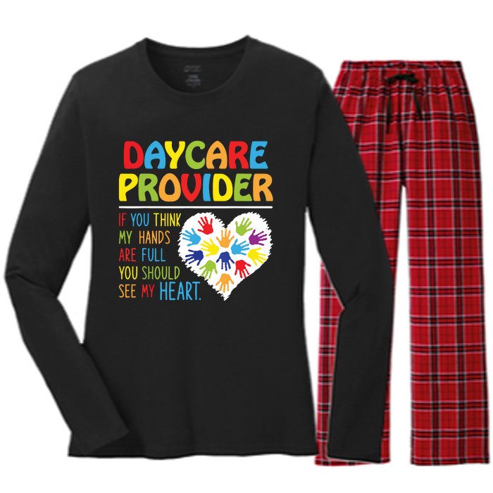 Daycare Provider Childcare Prek Teacher Appreciation Women's Long Sleeve Flannel Pajama Set 