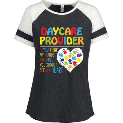 Daycare Provider Childcare Prek Teacher Appreciation Enza Ladies Jersey Colorblock Tee