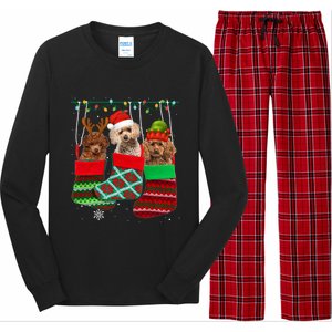 Dog Poodle Christmas Socks Funny Xmas Pajama Pet Puppy Gift Long Sleeve Pajama Set