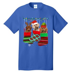 Dog Poodle Christmas Socks Funny Xmas Pajama Pet Puppy Gift Tall T-Shirt