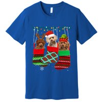 Dog Poodle Christmas Socks Funny Xmas Pajama Pet Puppy Gift Premium T-Shirt